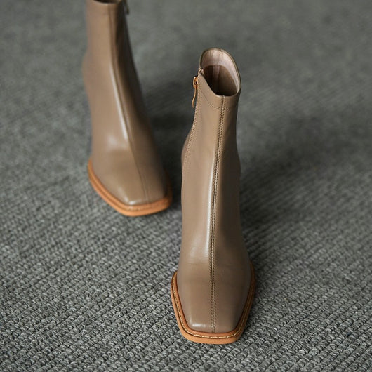 Botas Martin de Tacón Grueso con Cierre Lateral - Botines de Moda Cuadrada - Image 8
