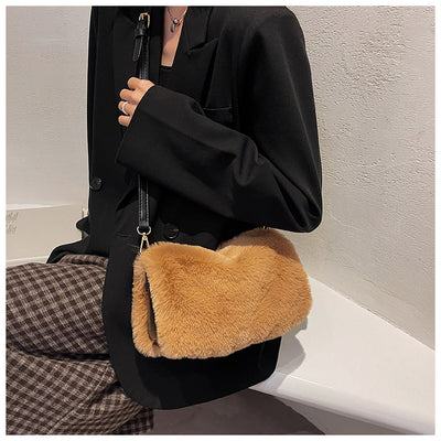 Bolso de Hombro Cuadrado Plush en Colores Sólidos - Image 12