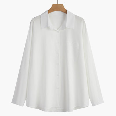 Blusa Blanca Clásica de Manga Larga para Mujer - Primavera - Image 4