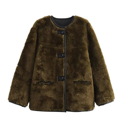 Abrigo de Peluche Tricolor para Mujer - Image 10