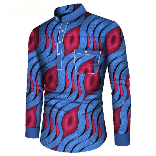 Camisa Casual Estampada Africana de Manga Larga para Hombre - Image 18