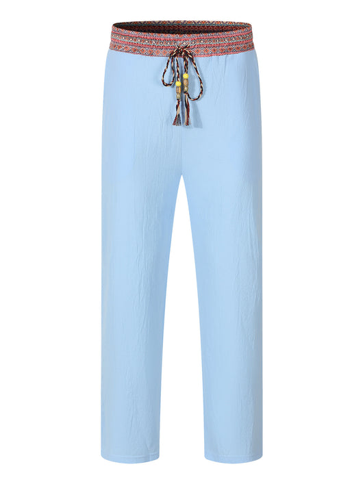 Pantalones de Lino Retro con Parches para Hombre - Image 10