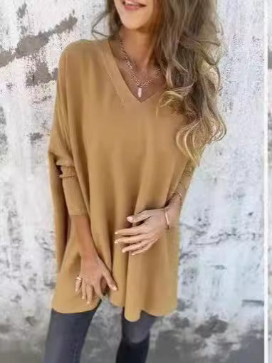 Blusa Larga Tejida Cuello V Suelta para Mujer - Image 6