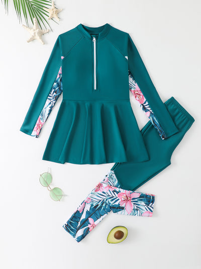 Traje de Baño Conservador de Dos Piezas con Mangas Largas para Niñas Talla M-L - Image 14