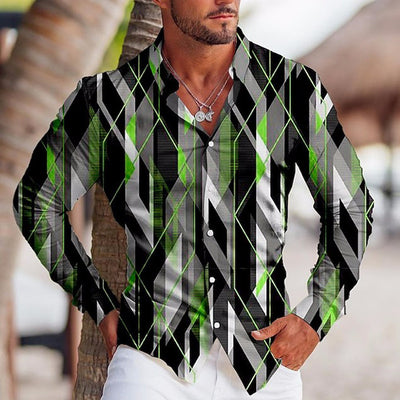 Camisa Estampada de Manga Larga con Solapa para Hombre - Image 25