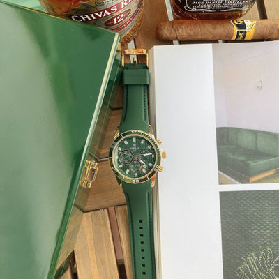 Reloj Hombre Correa Silicona Verde Malaquita Tres Ojos Calendario Luminoso - Image 4