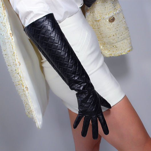Guantes Largos de Cuero Charol con Mangas Abullonadas 50cm - Image 19