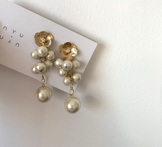 Aretes de Novia Perla Frosted con Diseño Floral - Pendientes Elegantes para Mujer - Image 2