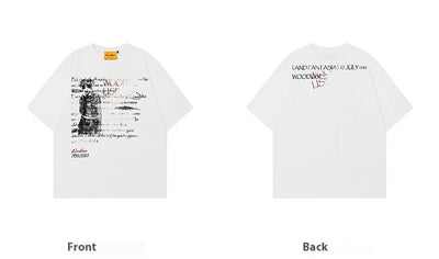 Camiseta Suelta Hip Hop Algodón Puro Estilo Retro Urbano para Hombre - Image 8