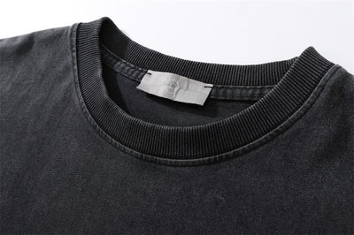 Camiseta Estampada Estilo Europeo Americana para Hombre con Lavado Vintage - Image 8