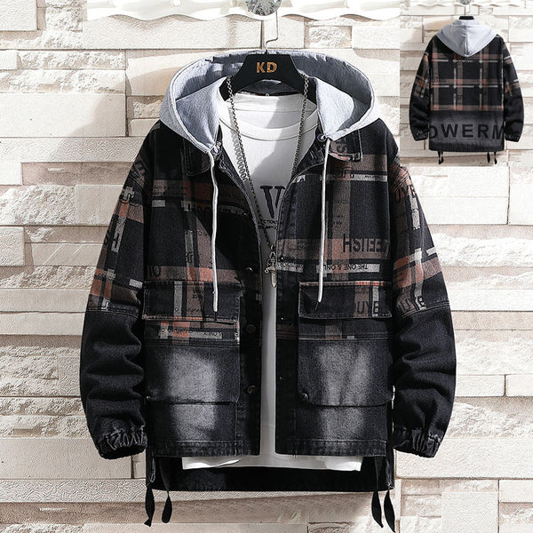 Chamarra Denim con Capucha Casual para Hombre