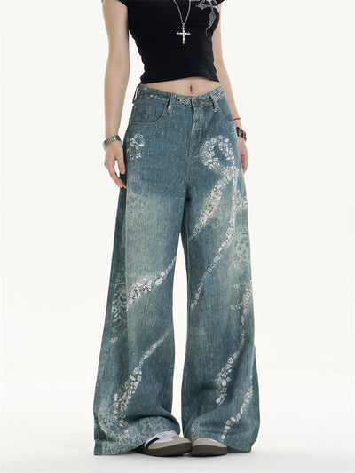 Pantalones Jeans Anchos con Estampado de Moño - Image 16