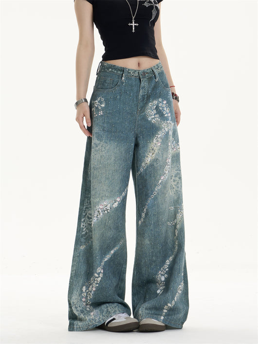 Pantalones Jeans Anchos con Estampado de Moño - Image 16