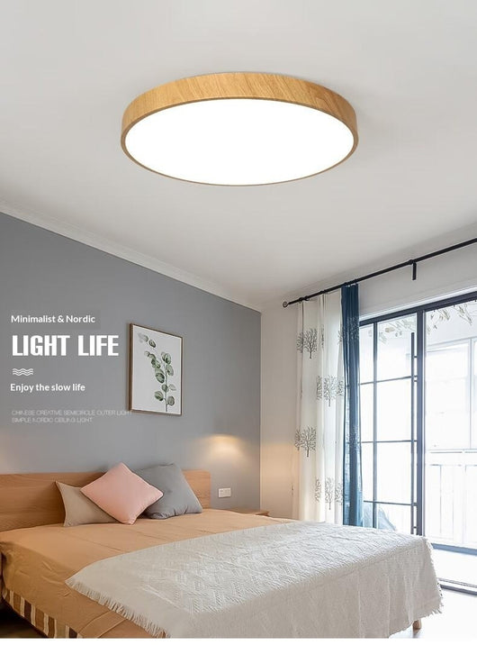 Lámpara de Techo LED Minimalista Estilo Chino Contemporáneo con Textura de Madera - Image 18