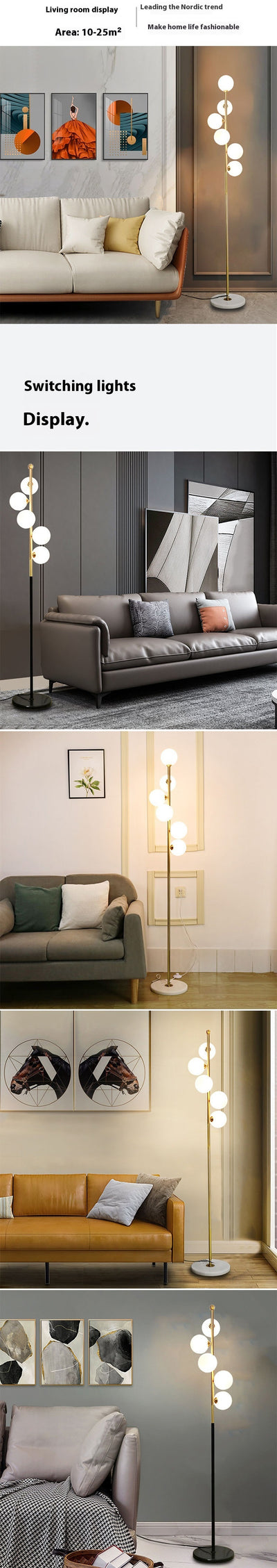 Lámpara de Piso Nórdica para Sala de Estar, Dormitorio y Estudio - Image 10