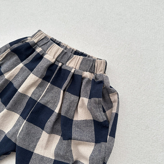 Pantalones Capri Cuadros Azul Retro para Niños - Image 15