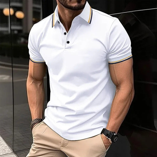 Polo Casual Holgado de Manga Corta Liso para Hombre - Image 15