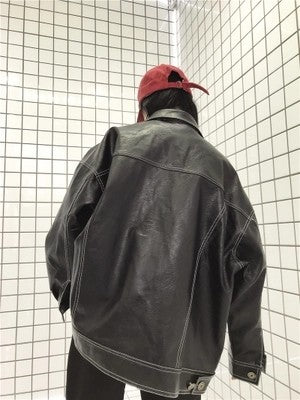 Chaqueta de Cuero PU para Motocicleta Mujer con Bolsillos Grandes y Costuras Topstitched - Image 4