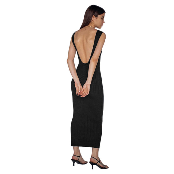 Vestido Asimétrico Elegante de Espalda Abierta con Ajuste Ceñido