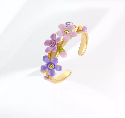 Anillo Ajustable con Flor Myosotis Silvestre para Mujer - Image 4