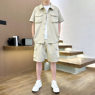 Traje de Camiseta con Solapa Estilo Coreano para Hombre - Image 3