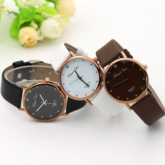 Reloj Pulsera Lujo en Oro Rosado con Correa de Cuero y Diamantes - Image 4