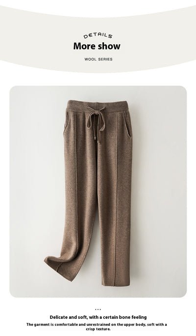 Pantalones de Lana Pura Cintura Alta Invierno - Harem Rectos Abrigados - Image 22