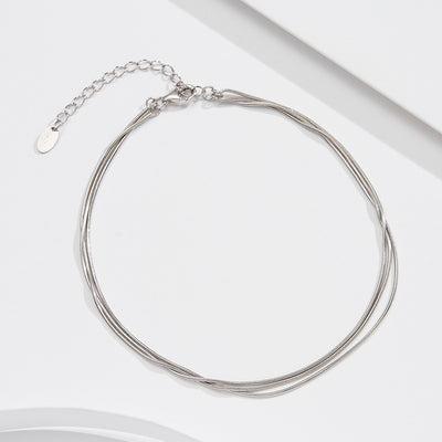 Pulsera Tobillera de Plata Esterlina 925 Triple Capa para Mujer - Image 6