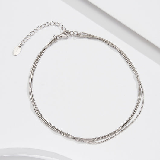 Pulsera Tobillera de Plata Esterlina 925 Triple Capa para Mujer - Image 6