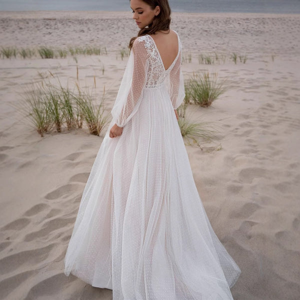 Vestido de Novia Mesh Elegante con Corte Dividido - Diseño Moderno y Sofisticado