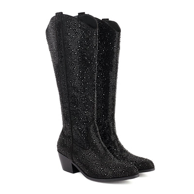 Botas Puntiagudas con Tacón Grueso y Detalles de Strass para Mujer - Image 16