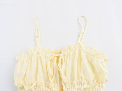 Blusa Ajustada Estilo Europeo Amarilla sin Mangas - Image 3
