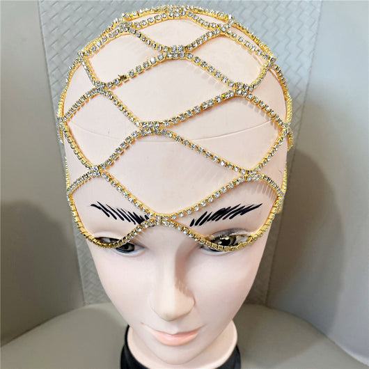 Tocado de Malla Deshilachada con Cristales Rhinestone Europeo y Americano - Image 5
