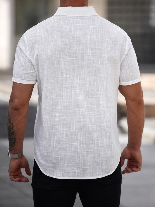 Camisa de Algodón Manga Corta para Hombre con Bolsillo - Image 12