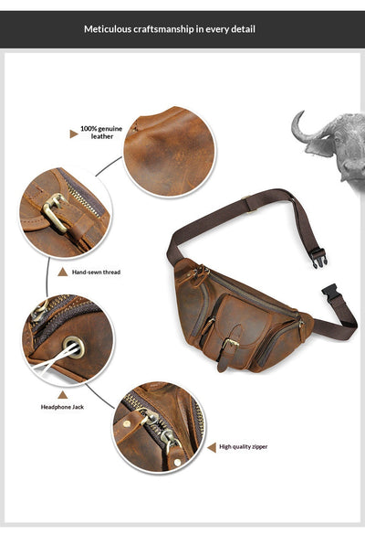 Bolsa de Pecho Cuero Crazy Horse Hombre - Cuero Genuino Premium - Image 10