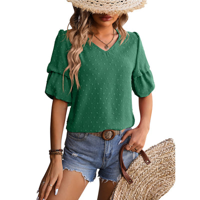 Blusa Elegante de Gasa con Cuello en V y Mangas Abullonadas - Image 7