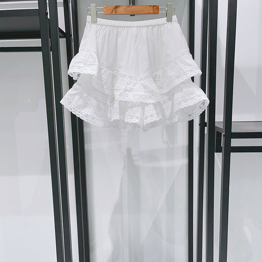 Conjunto Romántico de Blusa con Encaje y Falda Short Tableada Doble Volante - Image 4