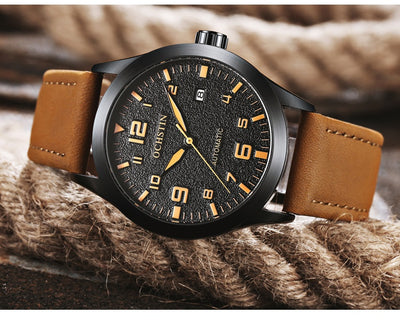 Reloj Mecánico Automático Retro Cuero Genuino Estilo Ejecutivo - Image 23
