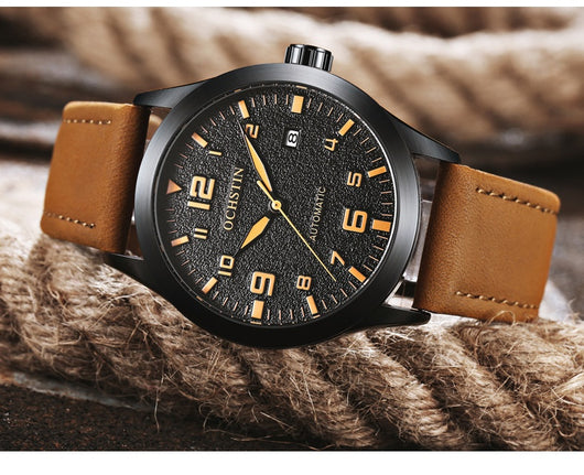 Reloj Mecánico Automático Retro Cuero Genuino Estilo Ejecutivo - Image 23