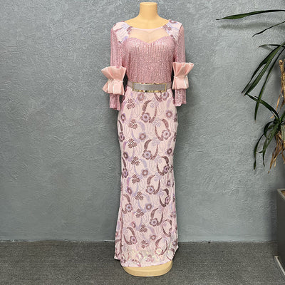 Vestido Formal Elegante Cuello Redondo Manga Corta Ajustado - Image 19