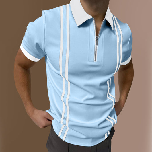 Polo Manga Corta Colorblock a Rayas para Hombre - Image 5
