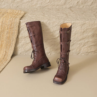 Botas Negras y Marrones para Mujer con Tacón Grueso y Hebilla - Image 11