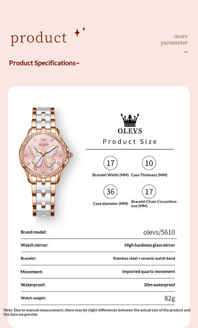 Reloj de Cuarzo para Mujer con Banda Cerámica Luminosa e Impermeable - Image 8