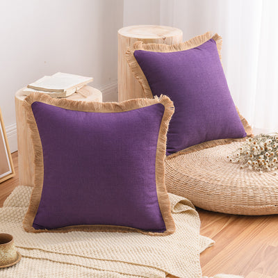 Funda de Almohada de Algodón y Lino Estilo Nórdico Reforzada Color Sólido - Image 23