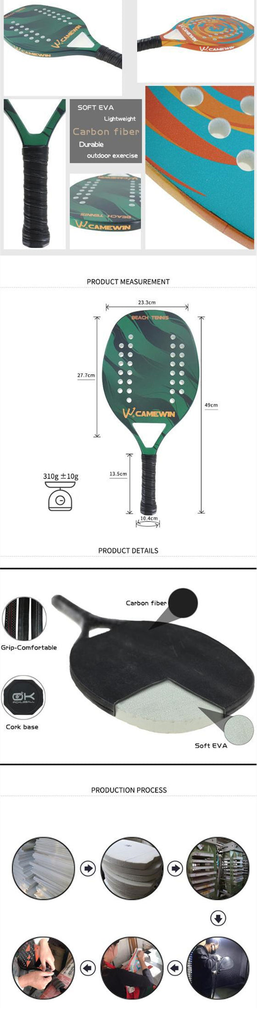 Raqueta de Tenis de Playa con Superficie de Fricción Profesional - Image 9