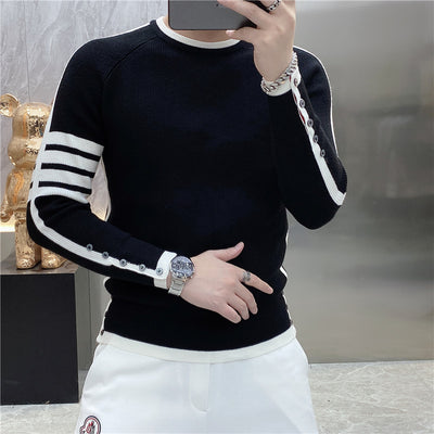 Suéter de Cuello Redondo a Rayas - Pullover Versátil para Hombre Joven - Image 32