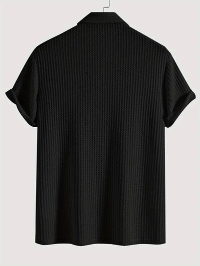 Camisa Casual de Punto Rombo con Solapa - Corte Holgado Manga Corta Hombre - Image 68