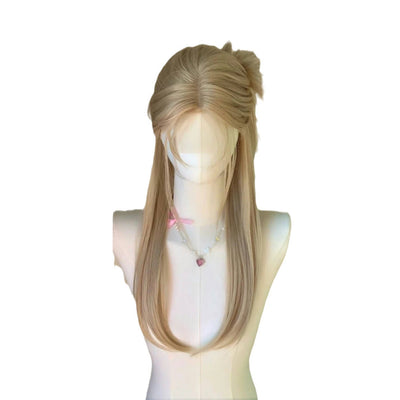 Peluca Larga Lisa Beige con Encaje - Estilo Premium High Level - Image 6