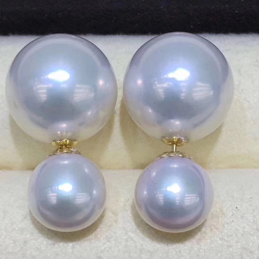 Aretes de Perlas de Agua Dulce Naturales Redondas para Mujer - Image 3