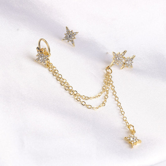 Aretes Asimétricos Diamante Meteor - Estilo Temperamento Dongdaemun - Image 3